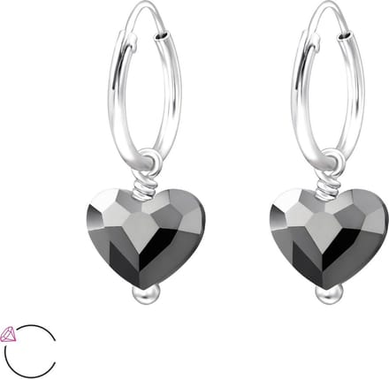 Montebello Oorbellen Liefke Grey - 925 Zilver - Swarovski - Hart - Ø8mm