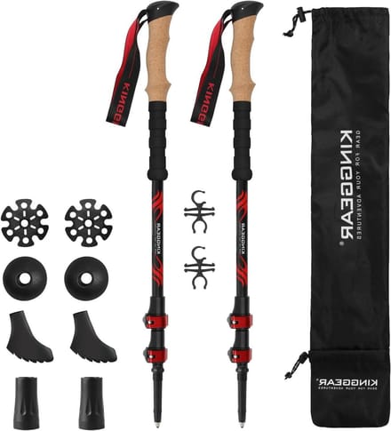 Wandelstokken - Trekking stokken - Nordic Walking - 100% Koolstofvezel - Verstelbare Lengte - Rood
