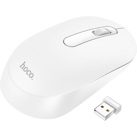 Hoco Draadloze Muis - Stille Draadloze Computer Muis - Compact en Rechts- en Linkshandig Gebruik - Wit