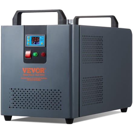 Refroidisseur d'eau industriel Refroidisseur laser Système de refroidissement avec compresseur intégré Capacité du réservoir d'eau de 12 L, Débit maximal de 7,2 L/min, Capacité de refroidissement de 200 W