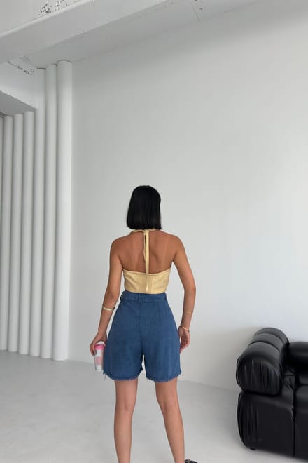 Hoge Taille Wijde Pijpen Denim Shorts