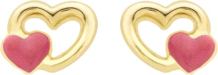 Lucardi Meisjes Oorknop - Hart - Cadeau - 9 Karaat - Geelgoud