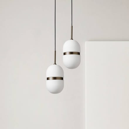 miloox by Sforzin Domu hanglamp, Ø 15 cm, brons/wit, glas, GX53