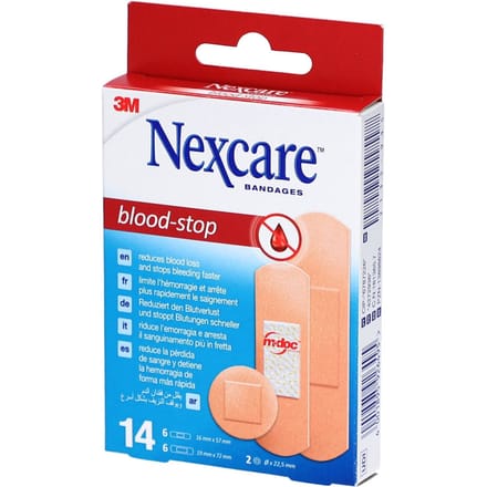 Nexcare Blood Stop Strips 3 Maten Assortiment 14 Pleister