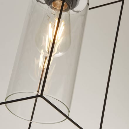 Searchlight Hanglamp Vesperon, transparant, glas, 3-lamps, 75 cm