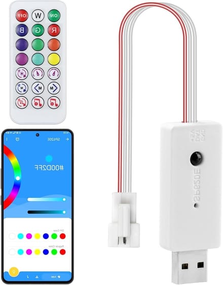 RGB LED Controller met Bluetooth voor 3PIN adresseerbare LED-strips - Muziek Sync, Timer en APP Besturing voor IOS en Android