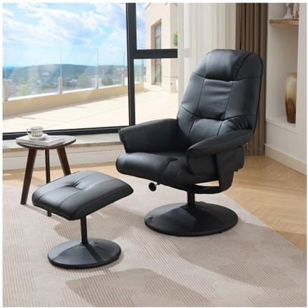 Fauteuil de massage - MUVOE - Modèle Relax - Chauffant siège - Massage 5 points - Dossier inclinable 140°, rotation 360° noir