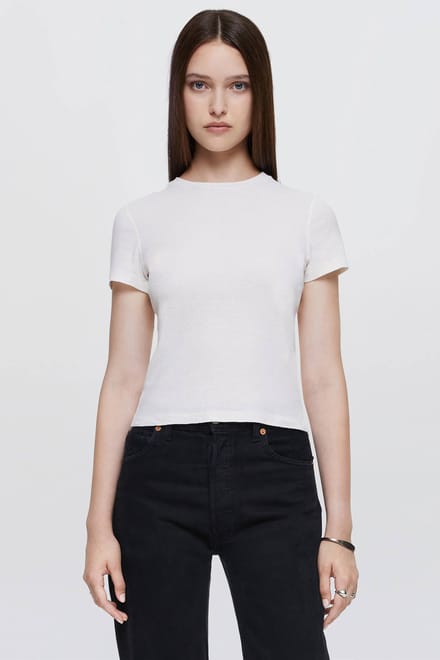 RE/DONE 90s Baby Tee Vintage White Größe: XS | Hemden Outlet | Damen | Weiß