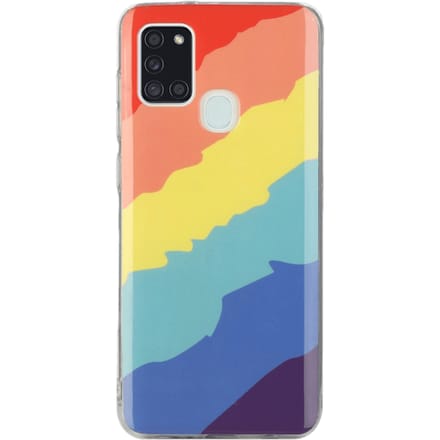Mocaa Samsung Galaxy A21s Beschermhoesje Regenboog Design  Meerkleurig