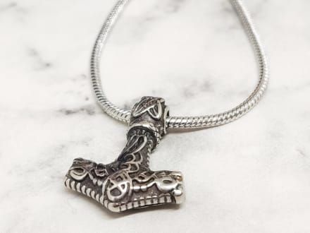 Mei's - Viking Tiny Hammer - ketting dames - Mjolnir - RVS zilver - 70 cm