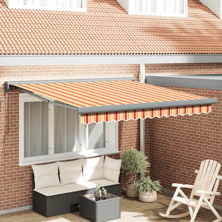 vidaXL - Uitschuifbare - luifel - Geel - en - Wit - met - Antraciet - Frame