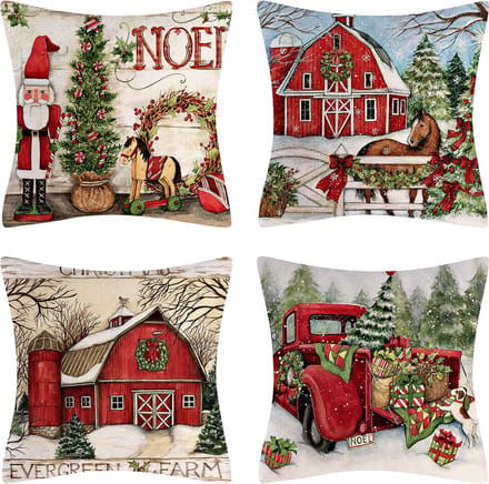 SUNMOOL Kerst Kussenhoes - Kussenhoes - Pillow cover - 45 x 45cm - Type D - 4Stuks