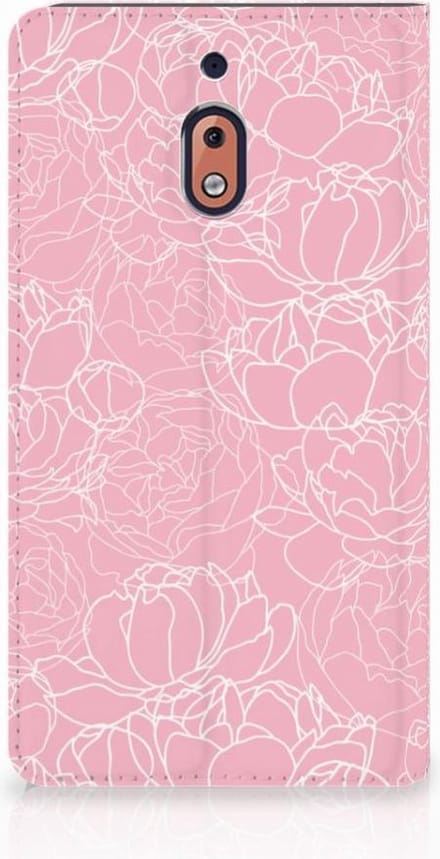 Book Case voor Nokia 2.1 2018 Smart Cover White Flowers