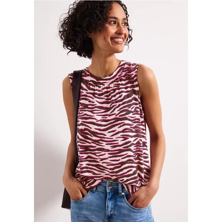 Top met ronde hals en zebraprint