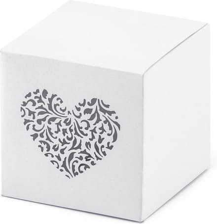 PartyDeco - Bedank doosje hart wit (10st)