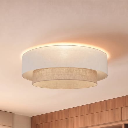 Duolla Plafondlamp Boho, beige/jute, Ø 80 cm, textiel, E27