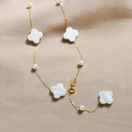 Moeder-van-Parel Klavertje-Vier Sieradenset-armband