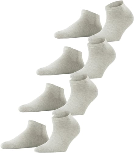 Esprit Solid 4P kort eenkleurig katoen multipack sneakersokken enkelsokken dames grijs - maat 36-41