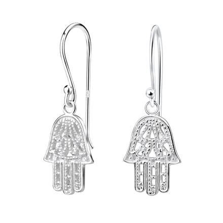 Joy|S - Zilveren Hamsa bedel oorbellen - oorhangers