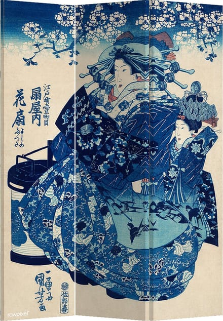Fine Asianliving Kamerscherm Scheidingswand B120xH180cm 3 Panelen Japanse Keizerin