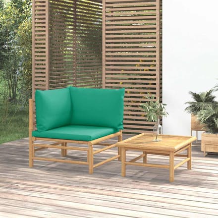 vidaXL - 2-delige - Loungeset - met - kussens - bamboe - groen