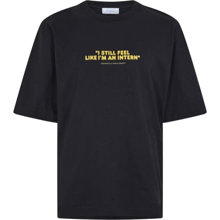 Off White T-shirt voor heren met de tekst 'Feel Like An Intern' (Zwart)