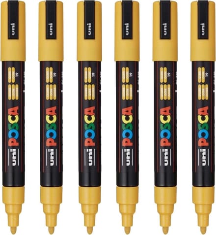 Posca Stiften PC-5M Medium Tip - verfstiften - Okergeel - 6 stuks