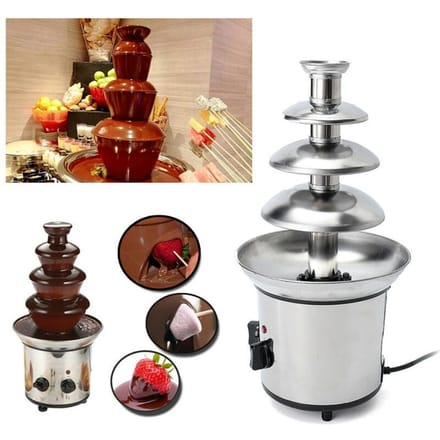 Fontaine à chocolat, Machine à fondre électrique à 4 niveaux, ensemble de casseroles à fondue, pour bonbons au chocolat, Ranch, US Plug beige