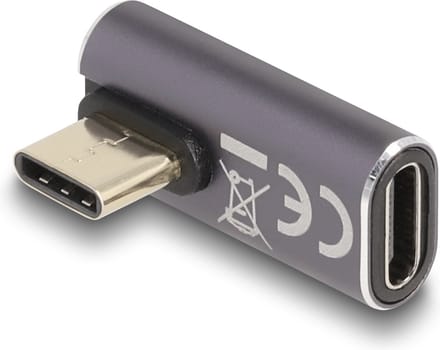 Delock USB-C haakse adapter | links/rechts (gedraaid) | USB4 40 Gbps | PD 100W | 8K 60Hz