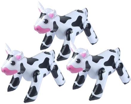 Opblaasbare dieren - 3x - Koe - wit/zwart - 53 x 20 cm - pvc kunststof