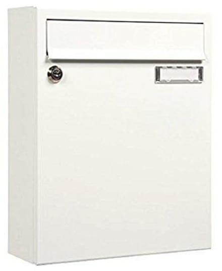 Brievenbus Sonate 133 wit met naamplaatje - Gecoat staal, 33 x 26 x 100 cm