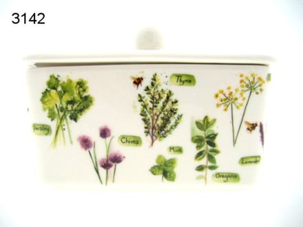 Lesser & Pavey Botervloot Herb Garden – 17 x 12 x 9 cm – Porselein – Met Deksel – Bewaardoos Boter