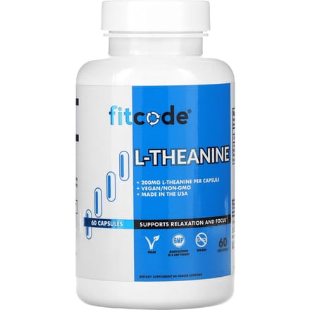 fitcode, L-théanine, 200 mg, 60 gélules végétales