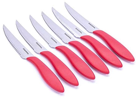 Steakmes 12 cm - 6 Stuks Rood - Ideaal Voor Dagelijks Gebruik