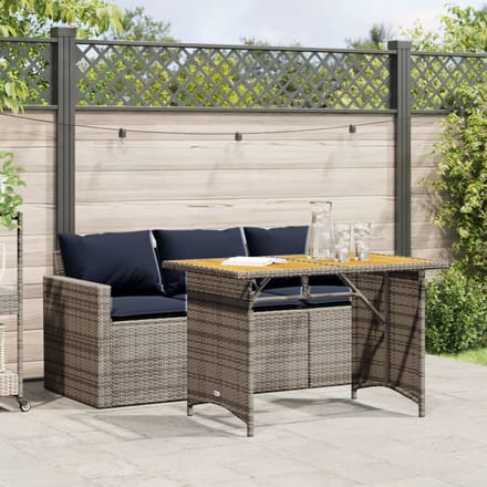 vidaXL - 2-delige - Tuinset - met - kussens - poly - rattan - grijs