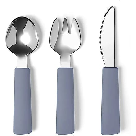 Bestek - Set - Siliconen - Met RVS-blue dusk - 13/14 cm