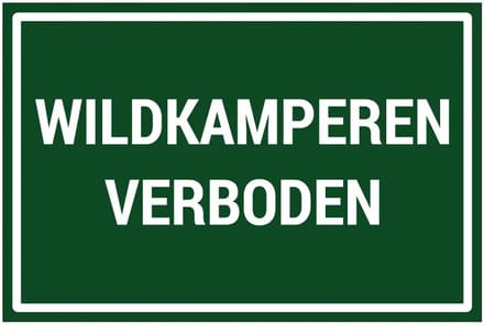 Wildkamperen verboden sticker | 30 x 20 cm