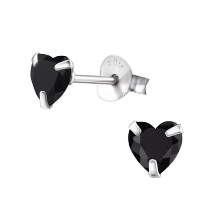 Montebello Oorbellen Libi Black - 925 Zilver - Hart - Ø5mm