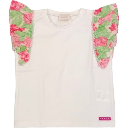 Nanan - White T-shirt Flowers E24481