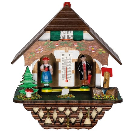 Houten Weerhuisje met Sleutelplank en Thermometer