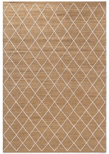 Flycarpets Laagpolig Vloerkleed Kunu Jute - Naturel / Goud / Wit 80x200 cm