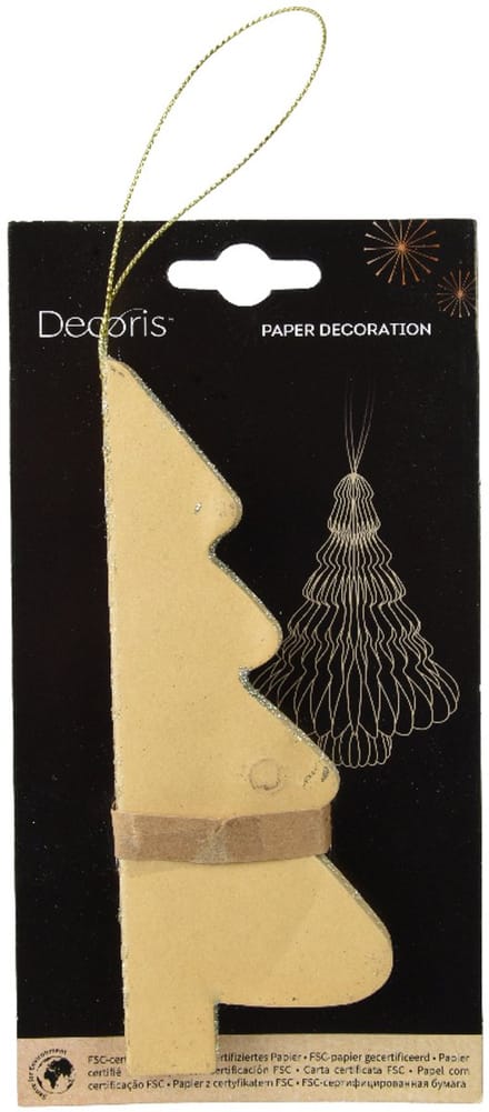Kersthanger kerstboom papier beige 15cm