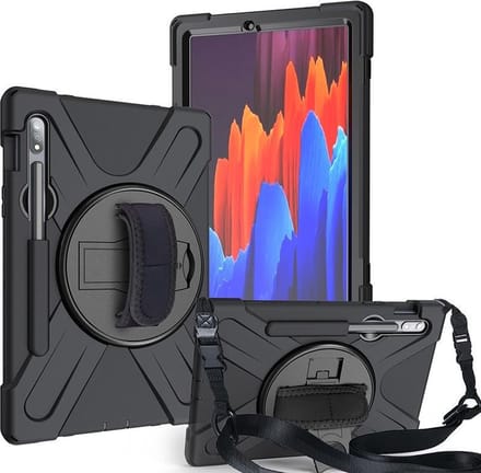 eSTUFF Galaxy Tab S7+/S8+ AUSTIN Defender-hoes zonder ingebouwde schermbeschermer - Zwart