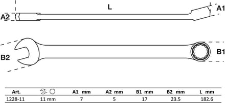 BGS Steek-ringsleutel extra lang SW 11 mm - 1228-11