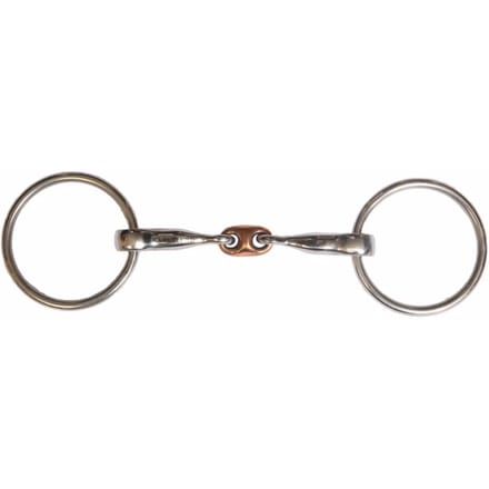 Dubbel snaffle paardenbit met koperen middenschakel Karlslund