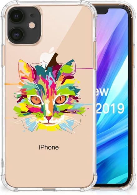 Apple iPhone 11 Stevig Bumper Hoesje Cat Color