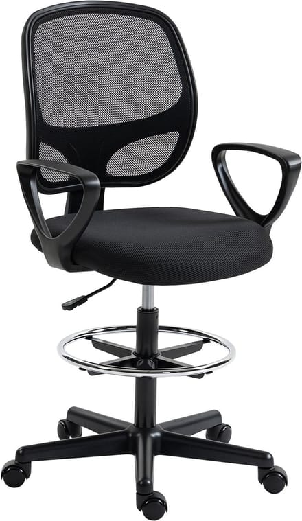 HOMCOM Tekenstoel - Mesh (100% polyester) - 59x58x123cm - Zwart
