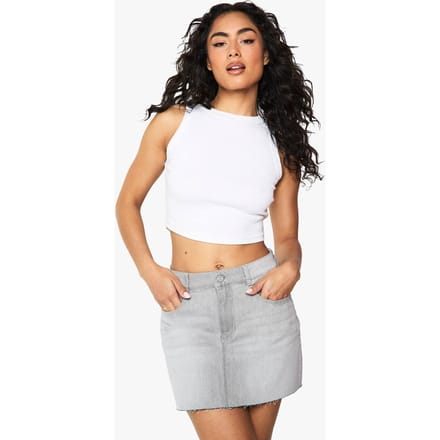 boohoo Dames Petite Denim Mini Rok | Greywash | Maat: 38