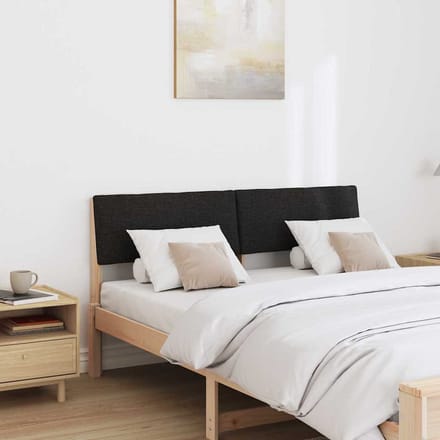 vidaXL - Gestoffeerd - hoofdbord - Zwart - 140 - cm - Massief - grenenhout