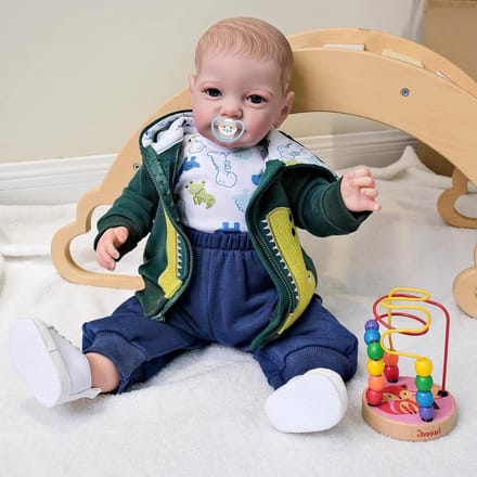 Babypop Grote Maat - Realistische Pop - Rollenspel Spelletjes - Handgetekend Haar - 60 cm - Groen